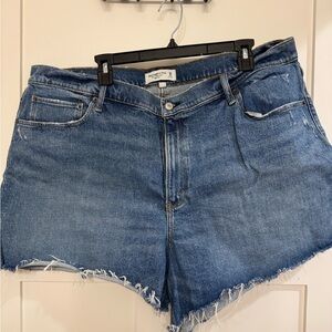Abercrombie & Fitch Blue Jean Shorts with Frayed Hem